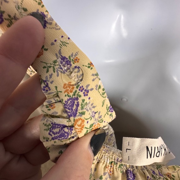 Floral Smocked Midi Dress Ruffle Tiered L Cottagecore Milkmade Prairie Feminine - Picture 7 of 10